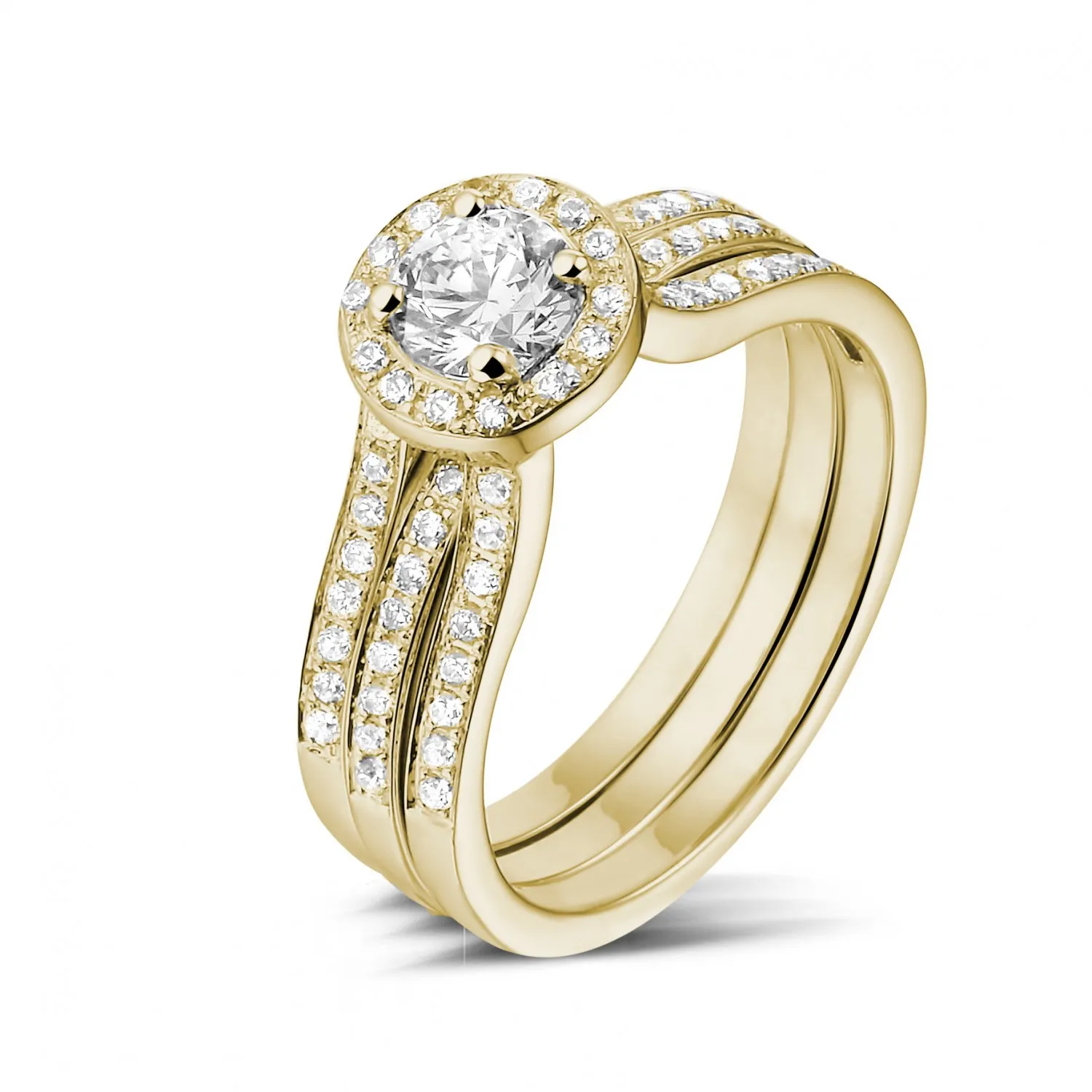 0.50 quilates anillo solitario diamante de oro amarillo con diamantes en los lados 