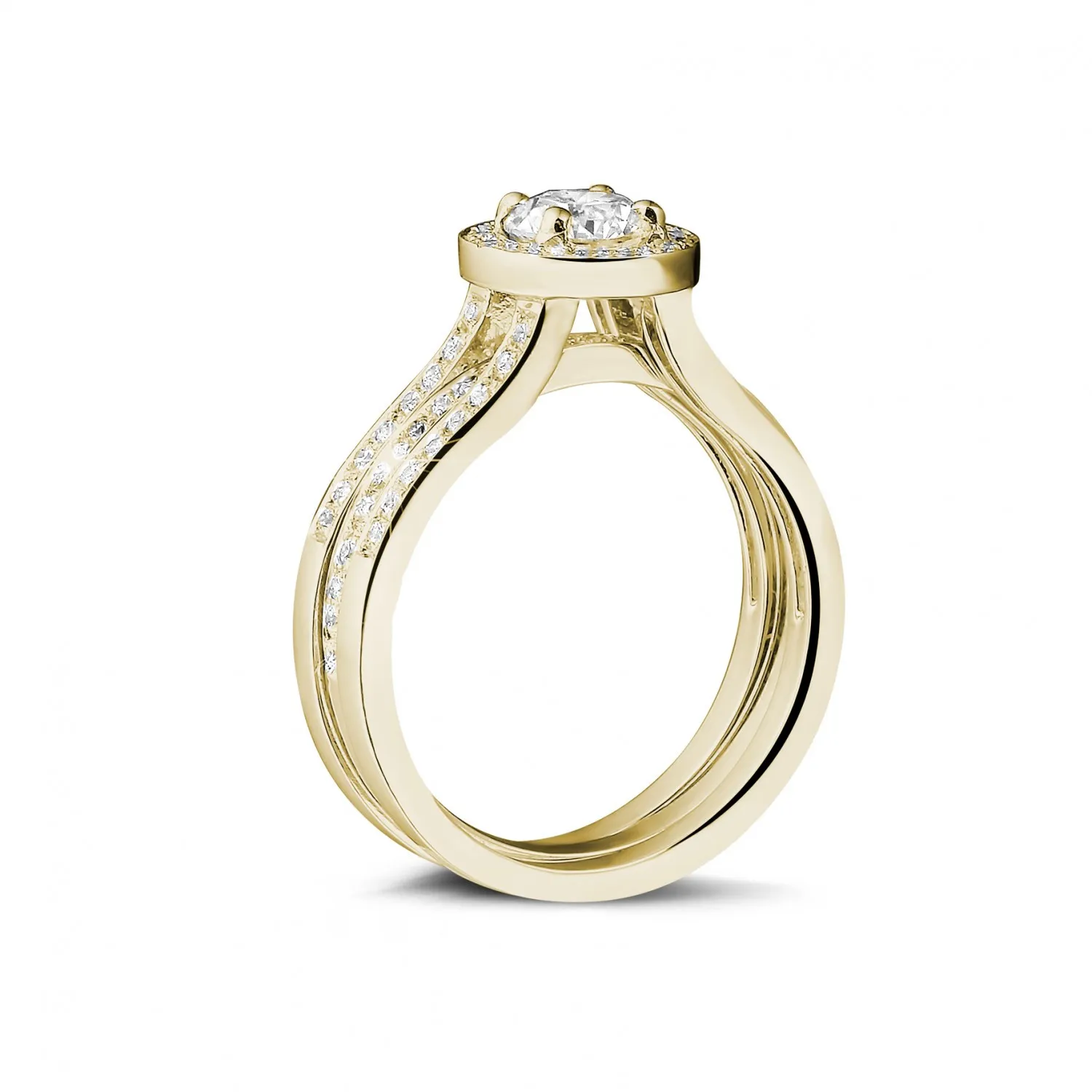 0.50 quilates anillo solitario diamante de oro amarillo con diamantes en los lados 