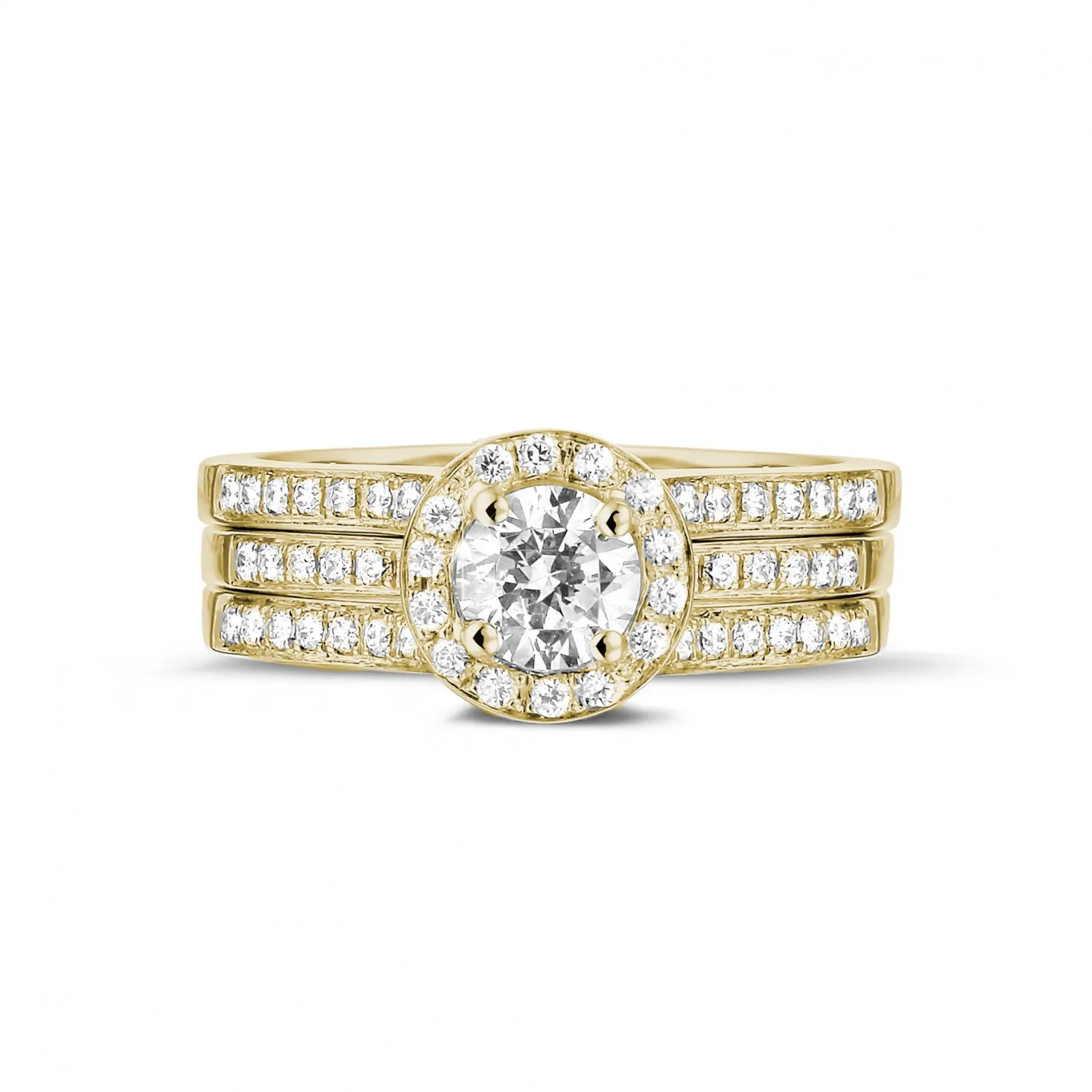 0.50 quilates anillo solitario diamante de oro amarillo con diamantes en los lados 