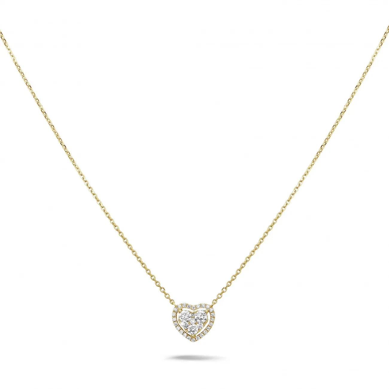 0.65 quilates colgante en forma de corazón con diamantes redondos en oro amarillo 