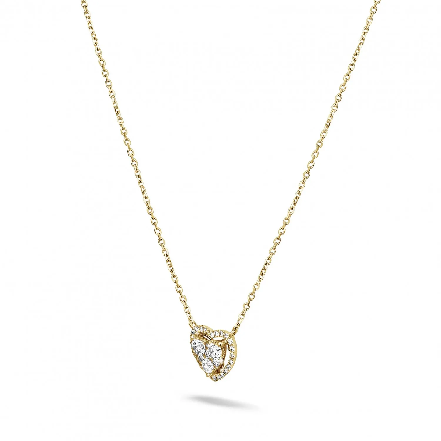 0.65 quilates colgante en forma de corazón con diamantes redondos en oro amarillo 