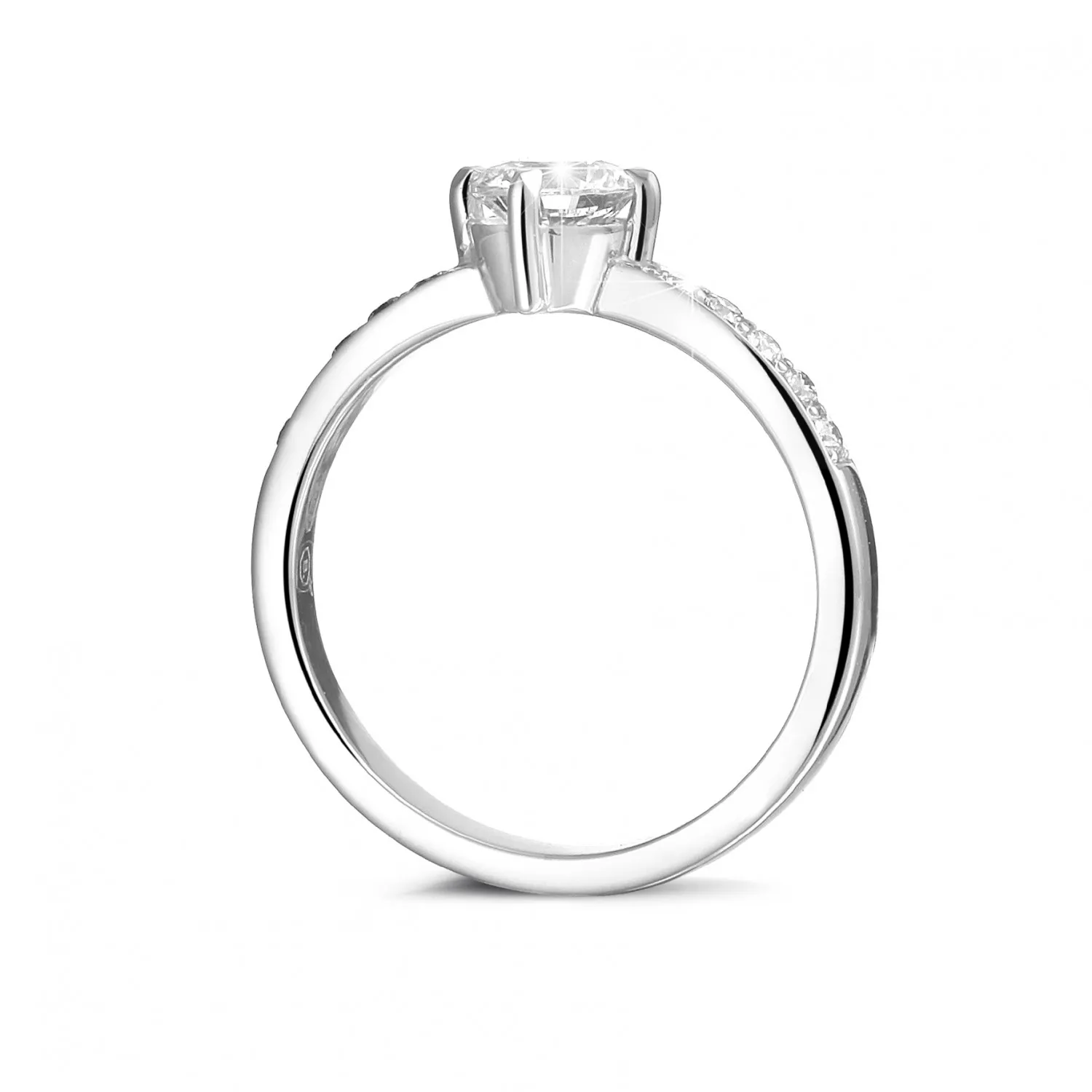 0.70 quilates anillo solitario diamante de oro blanco con diamantes en los lados 
