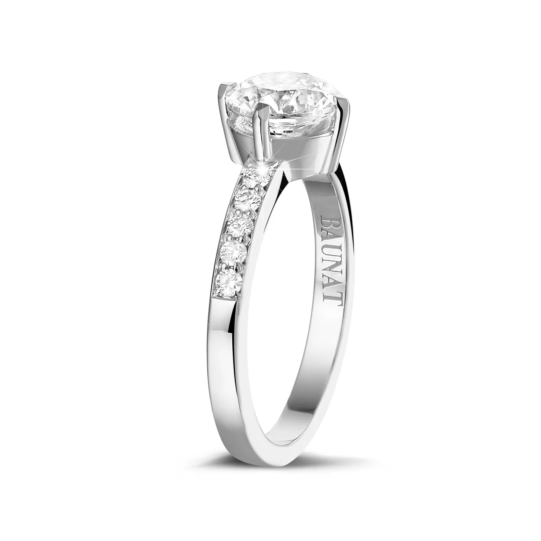 1.25 quilates anillo solitario diamante de oro blanco con diamantes en los lados 