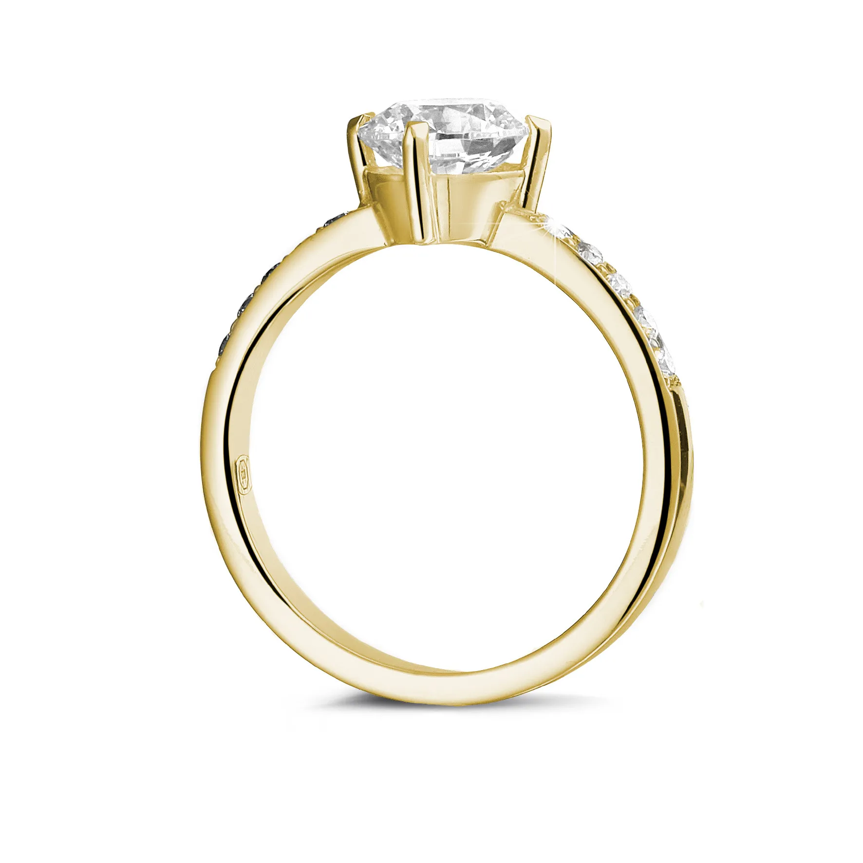 1.25 quilates anillo solitario diamante en oro amarillo con diamantes en los lados 