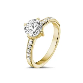 1.25 quilates anillo solitario diamante en oro amarillo con diamantes en los lados 