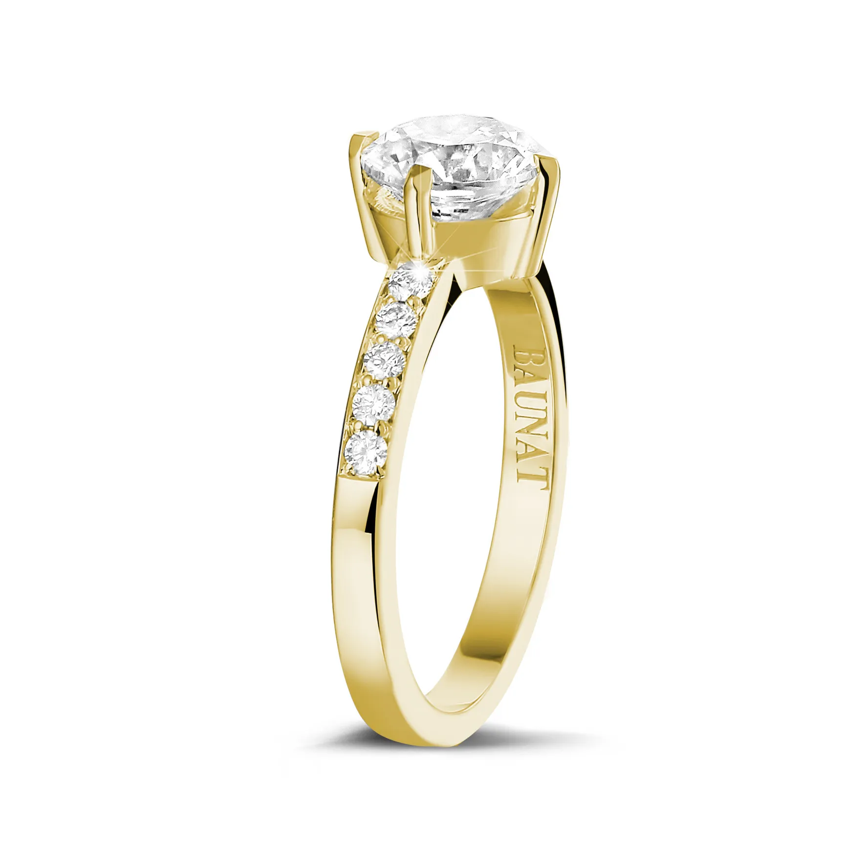 1.25 quilates anillo solitario diamante en oro amarillo con diamantes en los lados 