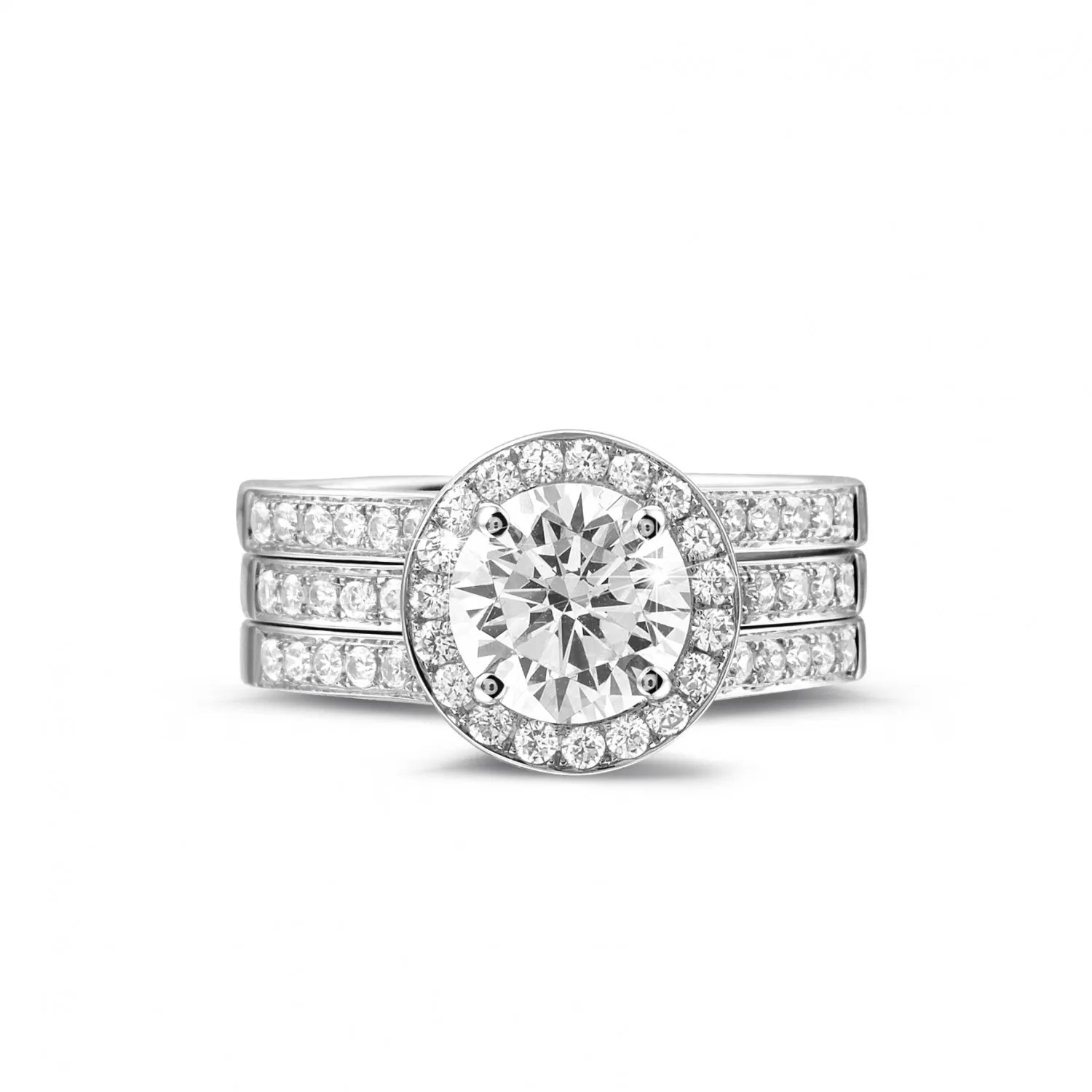 1.50 quilates anillo solitario diamante de oro blanco con diamantes en los lados 