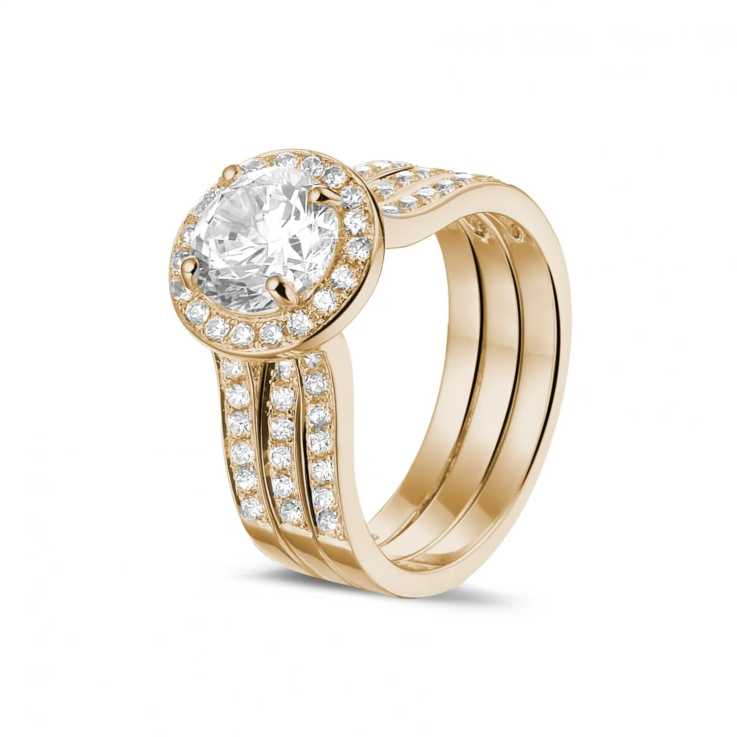 1.50 quilates anillo solitario diamante de oro rojo con diamantes en los lados 