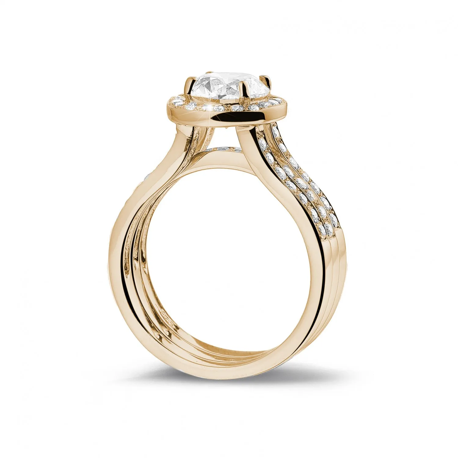 1.50 quilates anillo solitario diamante de oro rojo con diamantes en los lados 