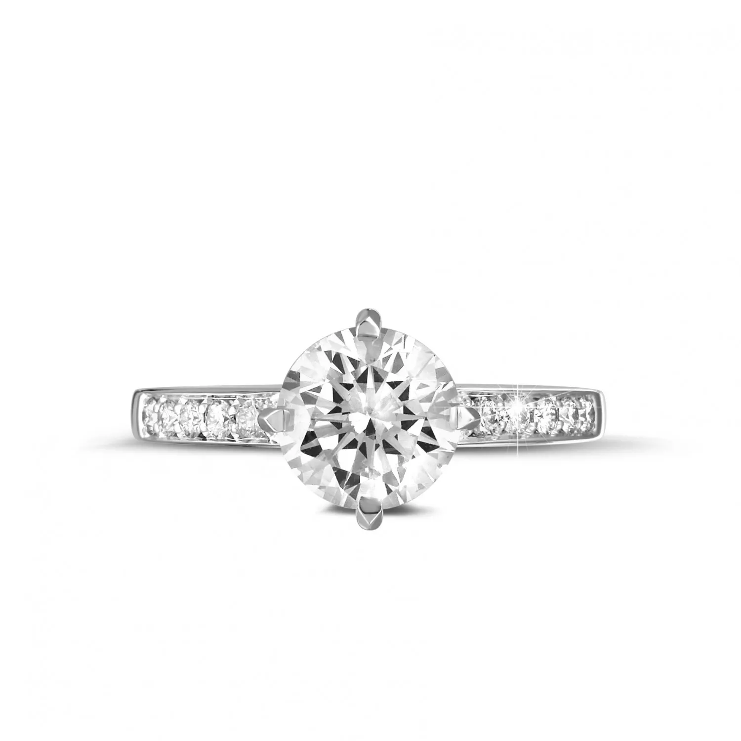 1.50 quilates anillo solitario diamante en platino con diamantes en los lados 