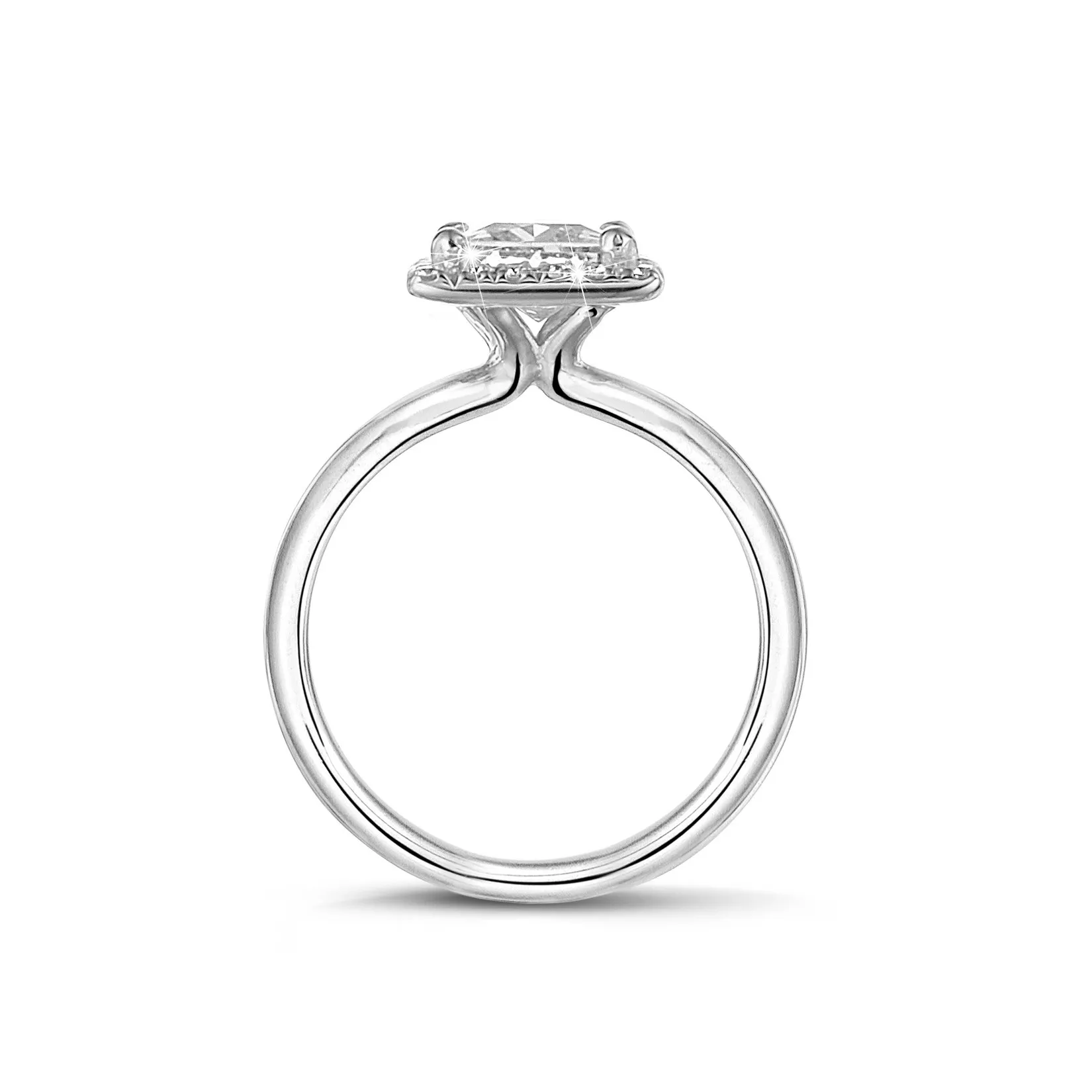 1.50 quilateshalo anillo solitario diamante princesa en oro blanco con diamantes redondos 