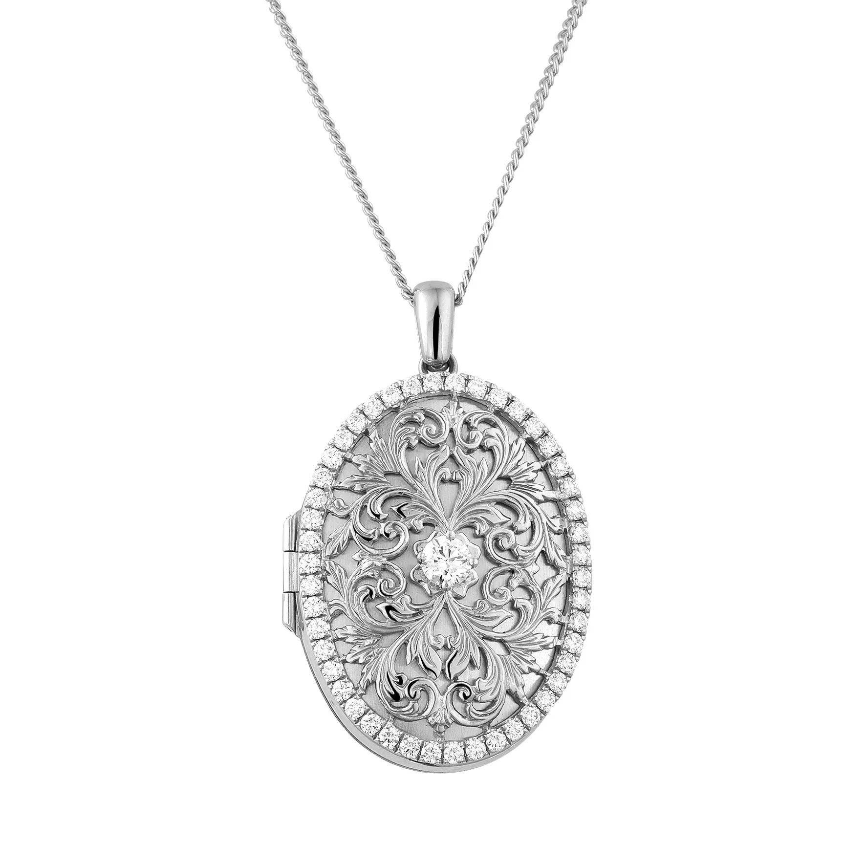 1.70 quilates medallón diseño con pequeños diamantes redondos en oro blanco 