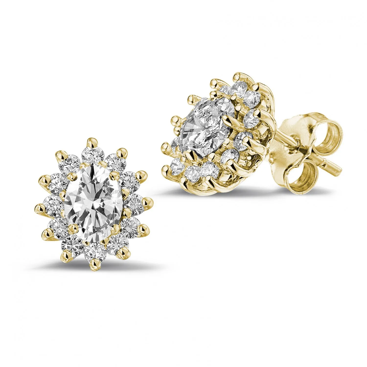 1.75 quilates pendientes “Entourage” en oro amarillo con diamantes ovalados y redondos 