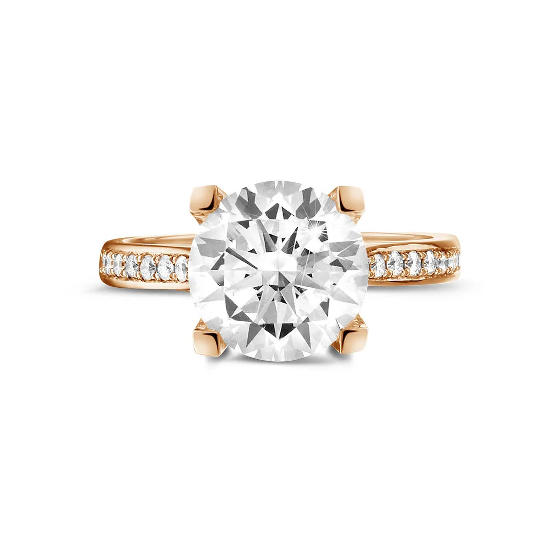 3.00 quilates anillo solitario diamante en oro rojo con diamantes en los lados 