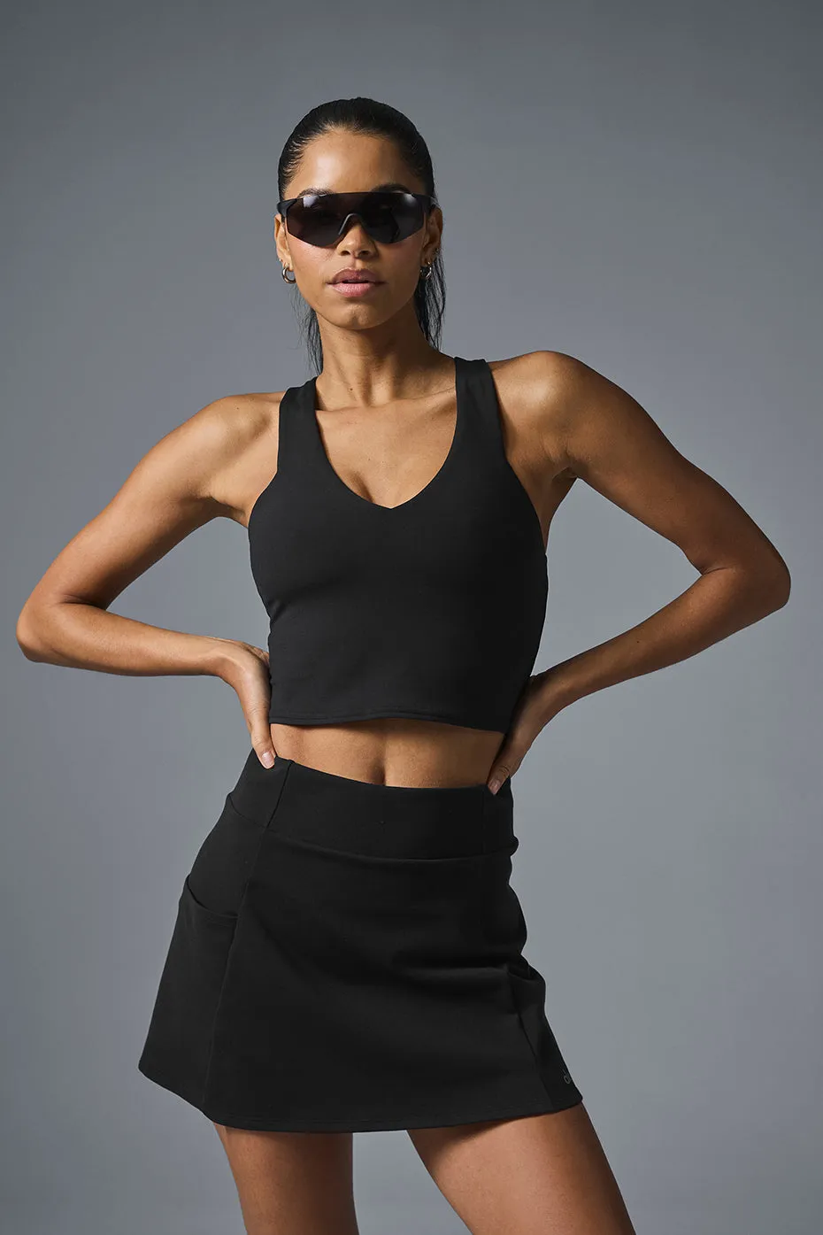 AIRBRUSH HIGHWAIST GOOD FORM TENNIS SKIRT  BLACK