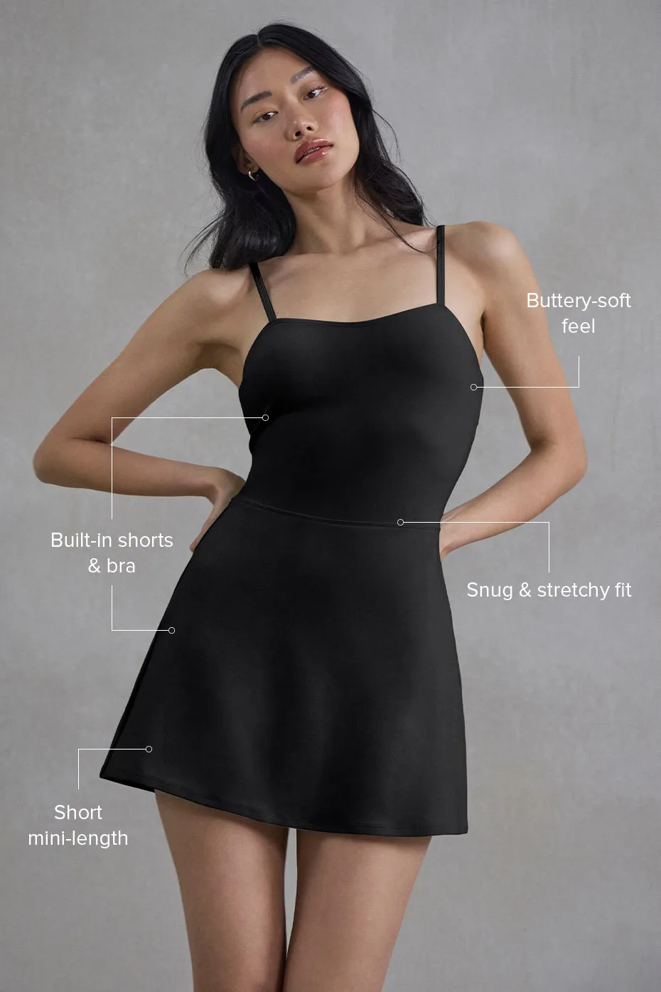 ALOSOFT COURTSIDE TENNIS DRESS  BLACK