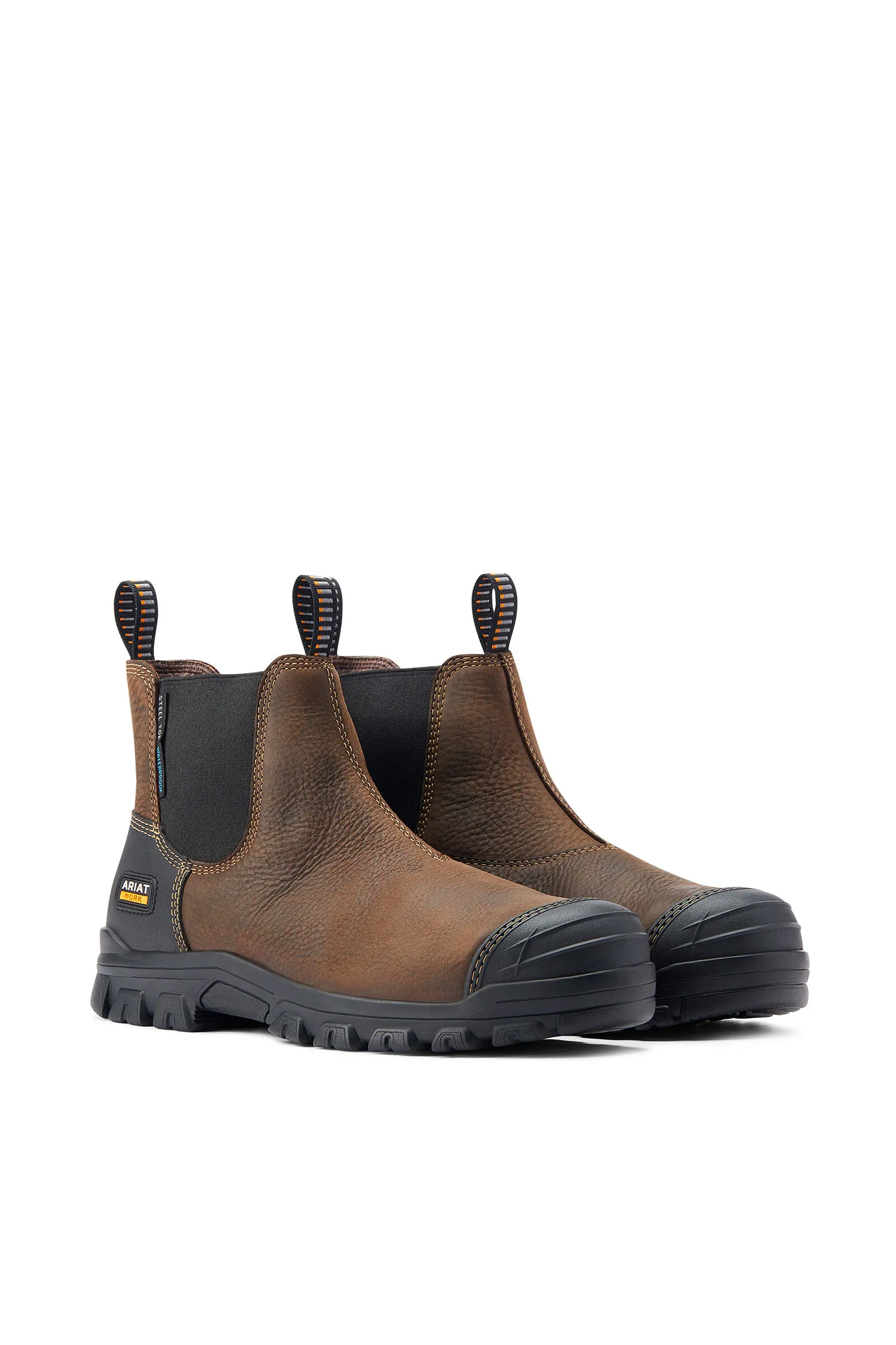 Ariat Botas de trabajo impermeables con punta de acero para hombre Treadfast Chelsea