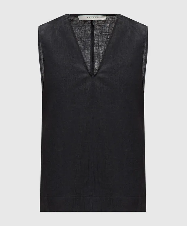 Asceno Phoebe black linen top