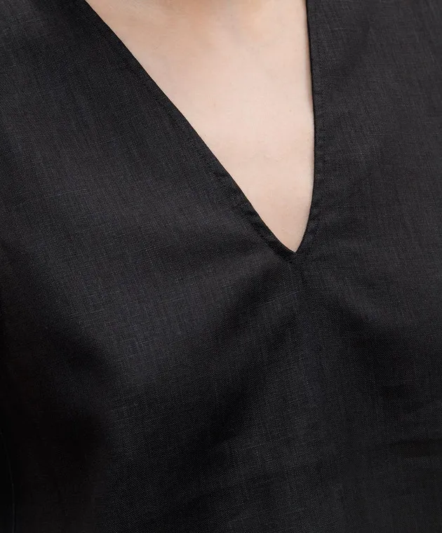 Asceno Phoebe black linen top