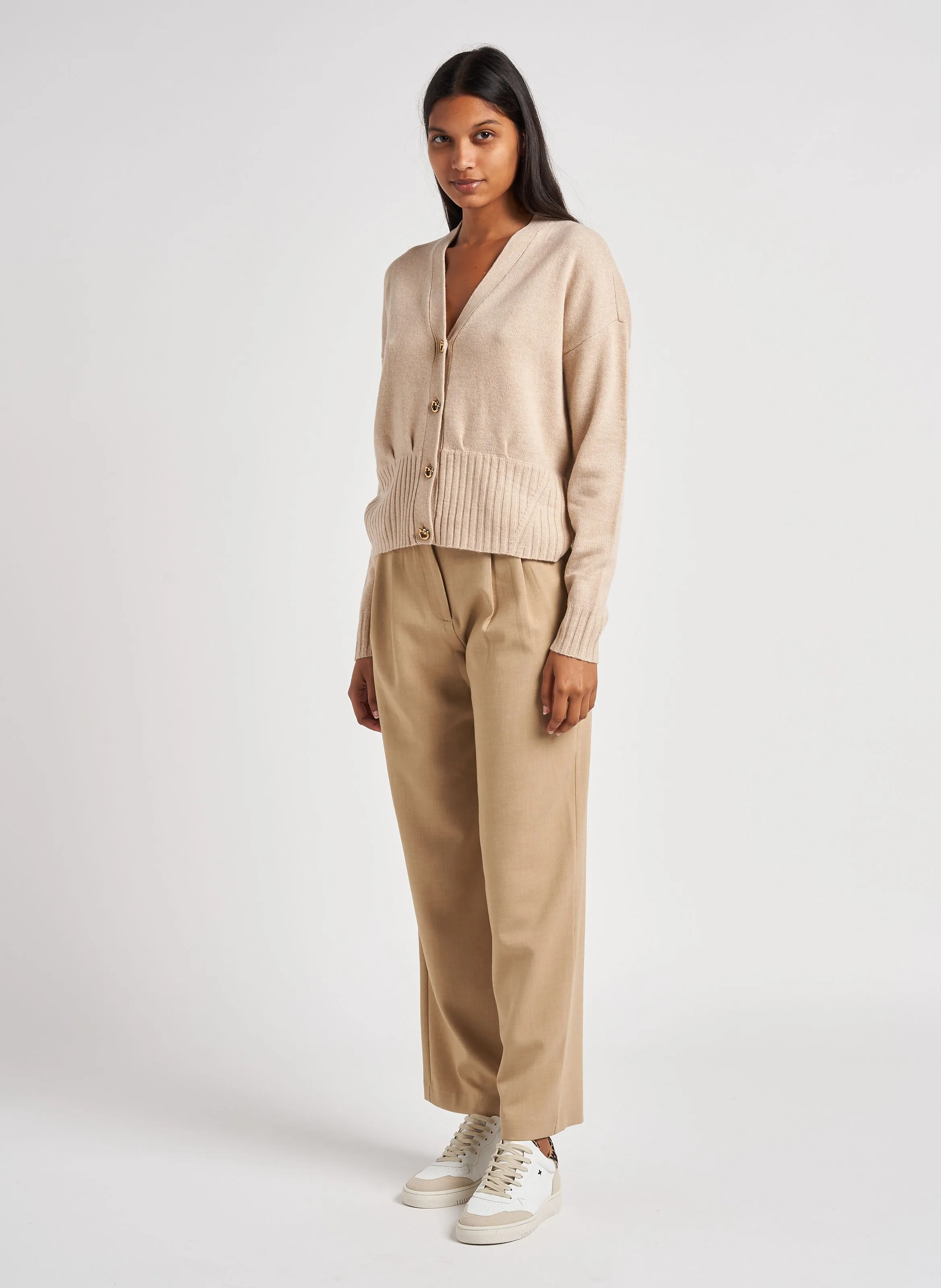 BERENICE PASCALINE  PANTALóN RECTO DE TALLE ALTO EN BEIGE