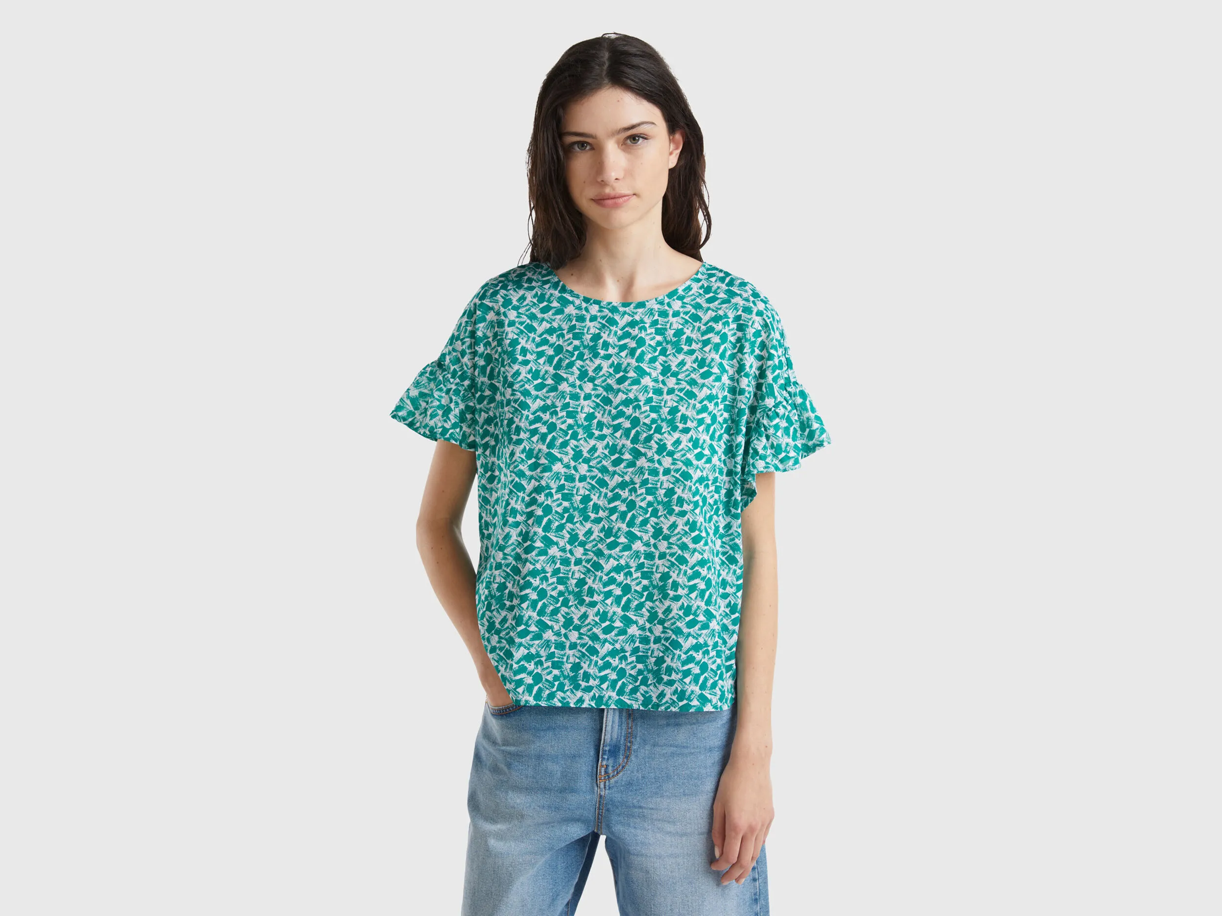 Blusa estampada de algodón ligero