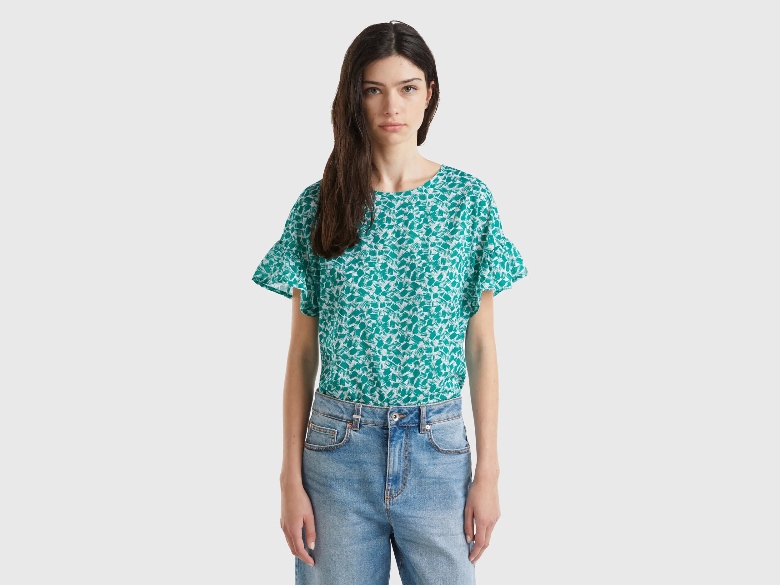 Blusa estampada de algodón ligero