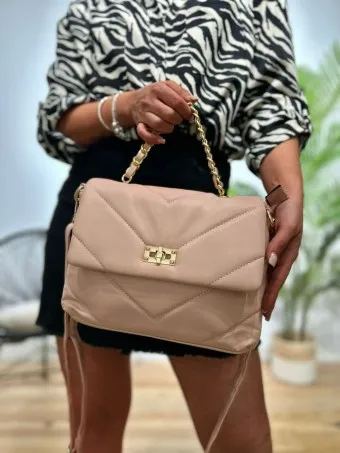 Bolso Acolchado TOUCHE Rosa Maquillaje