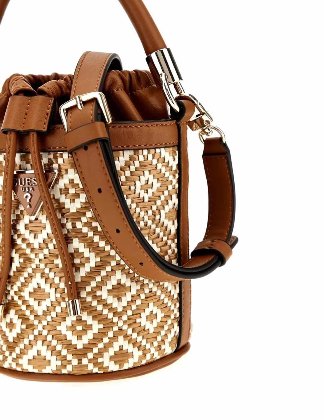 Bolso bombonera Guess Rianee camel para mujer