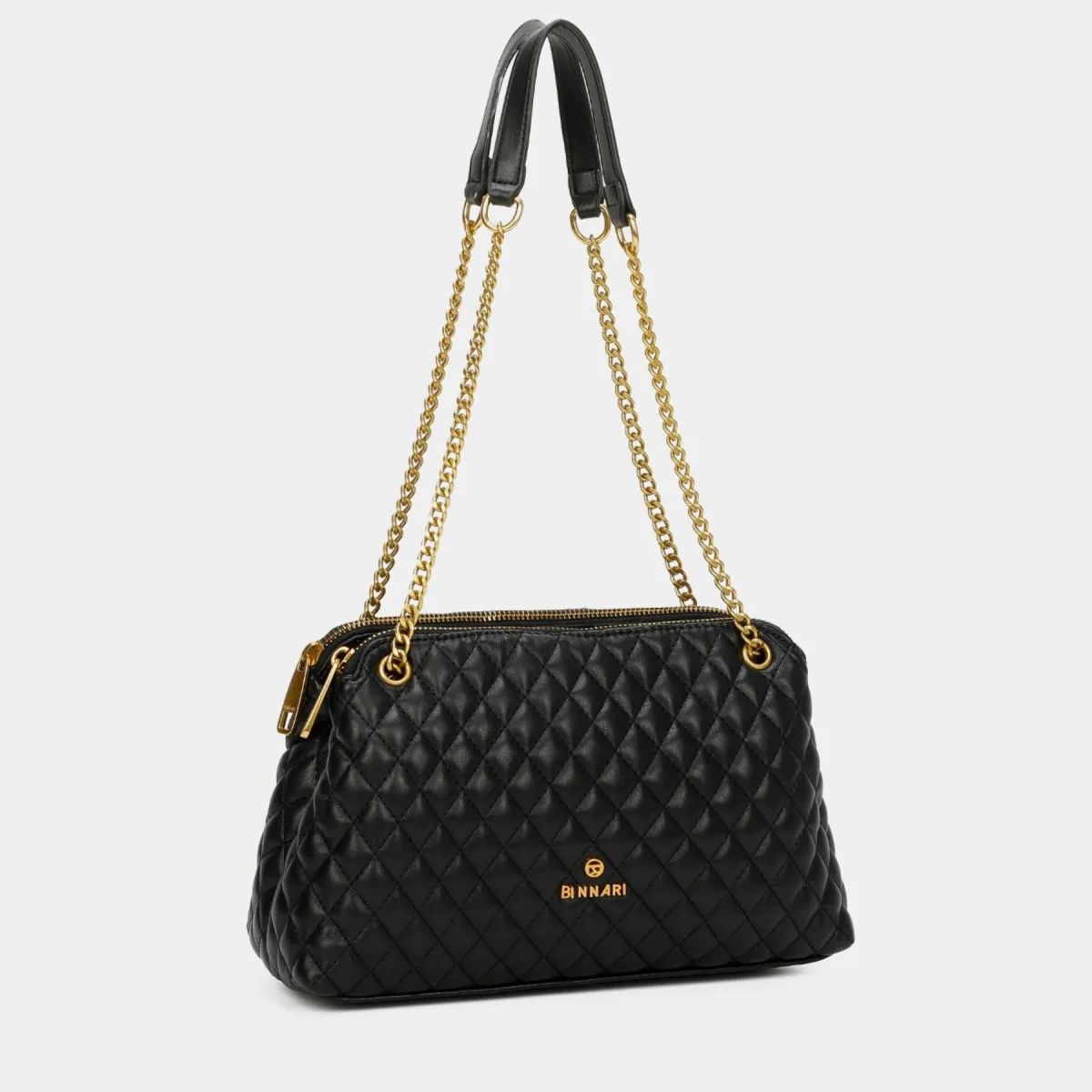 Bolso de hombro Giana Binnari de vestir negro y taupe Cnp19841
