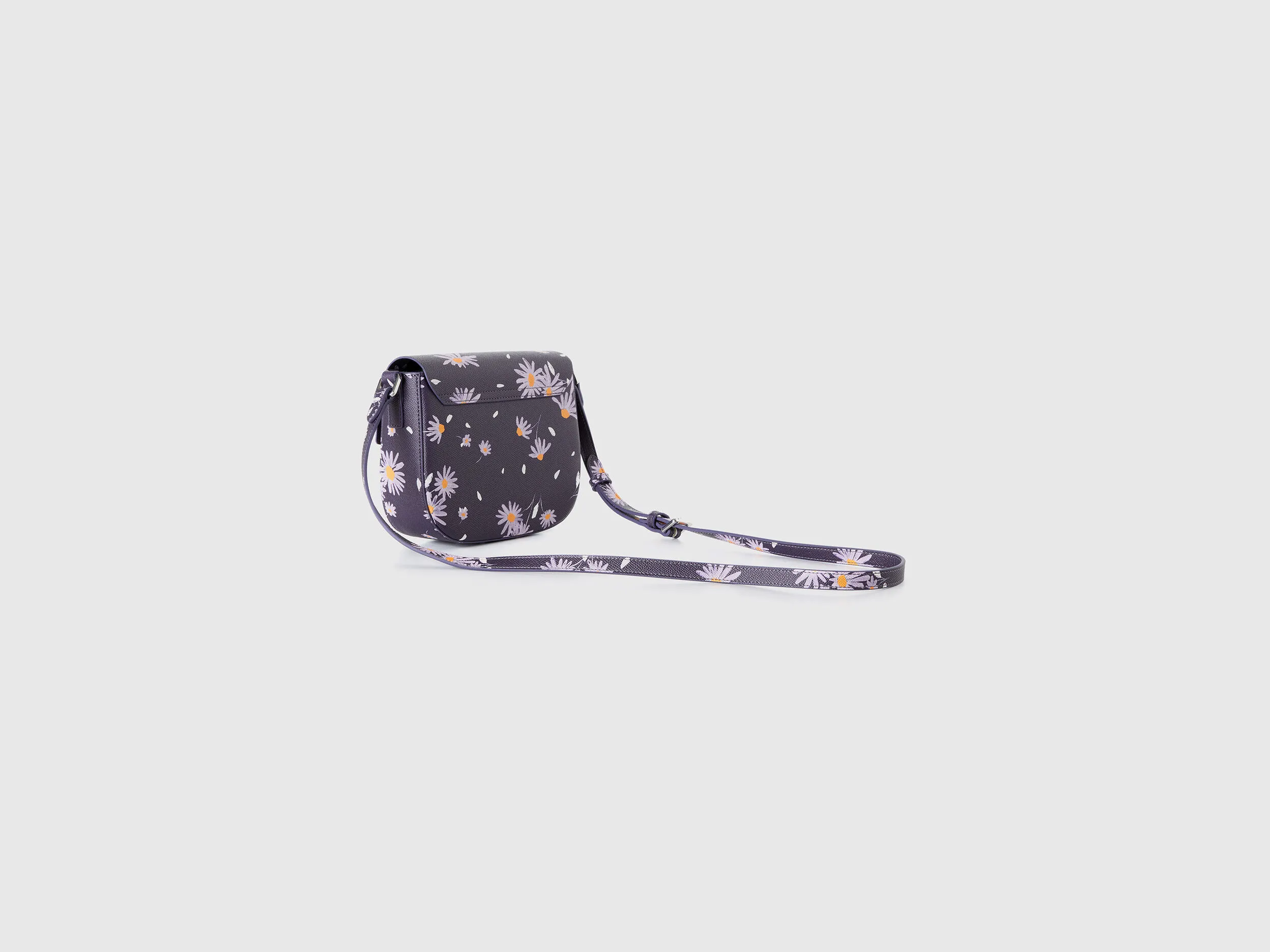 Bolso floral de tejido con efecto piel