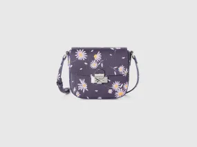 Bolso floral de tejido con efecto piel