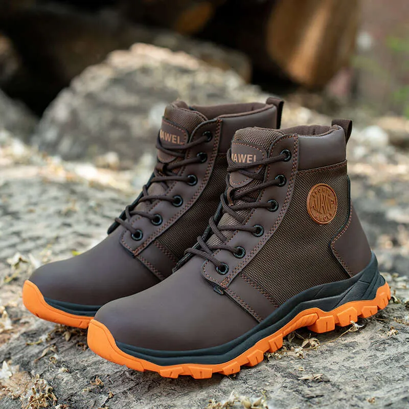 Borwn Safety For Men Steel Toe Shoes indestructible Shoes Sneakers protege botas de trabajo protectores a prueba de pinchazos