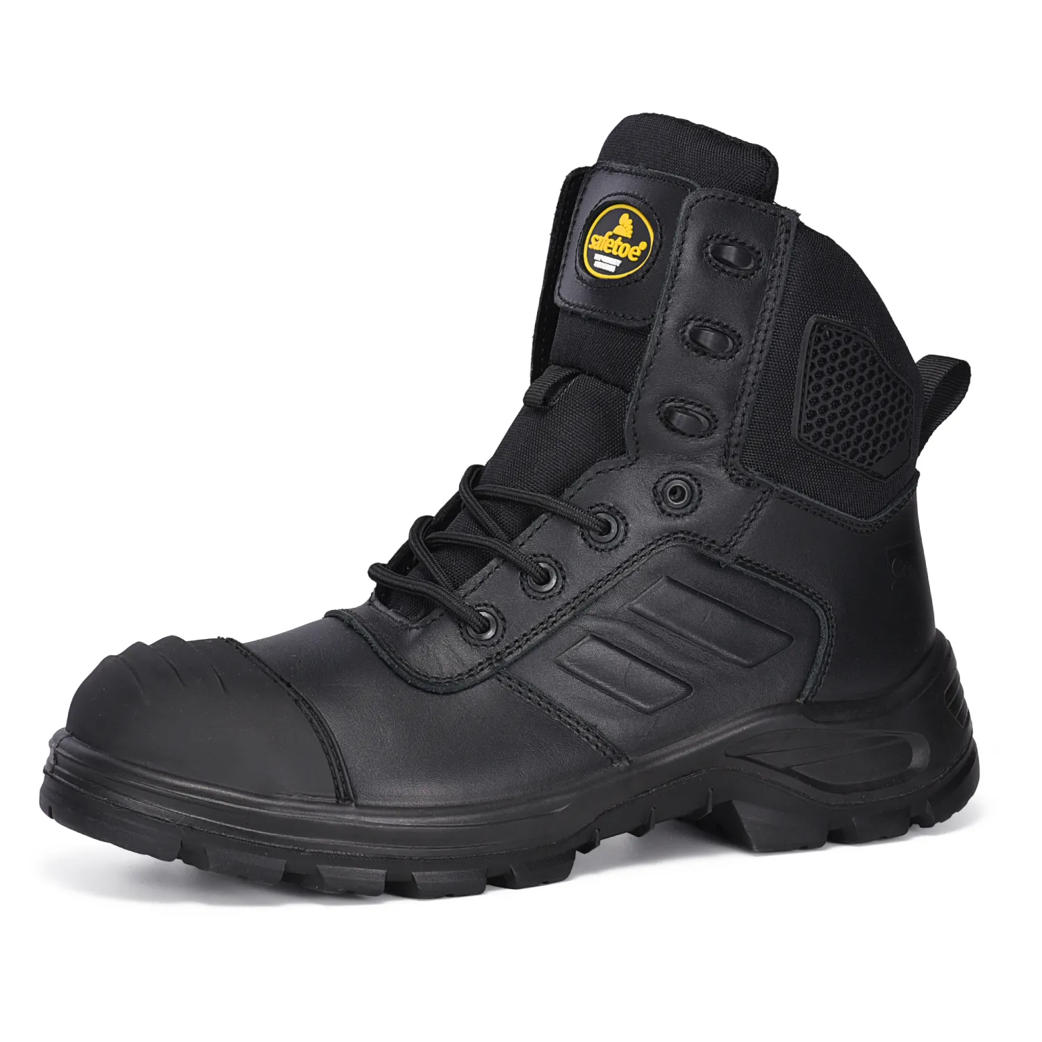 BOTAS DE TRABAJO INDUSTRIALES SEGURAS CON DISEñO DE CREMALLERA DE ALTA CALIDAD M8578 NEGRO