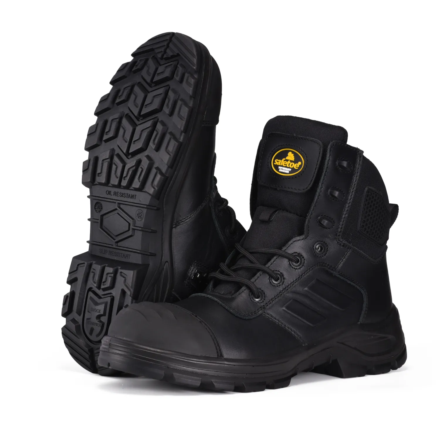 BOTAS DE TRABAJO INDUSTRIALES SEGURAS CON DISEñO DE CREMALLERA DE ALTA CALIDAD M8578 NEGRO