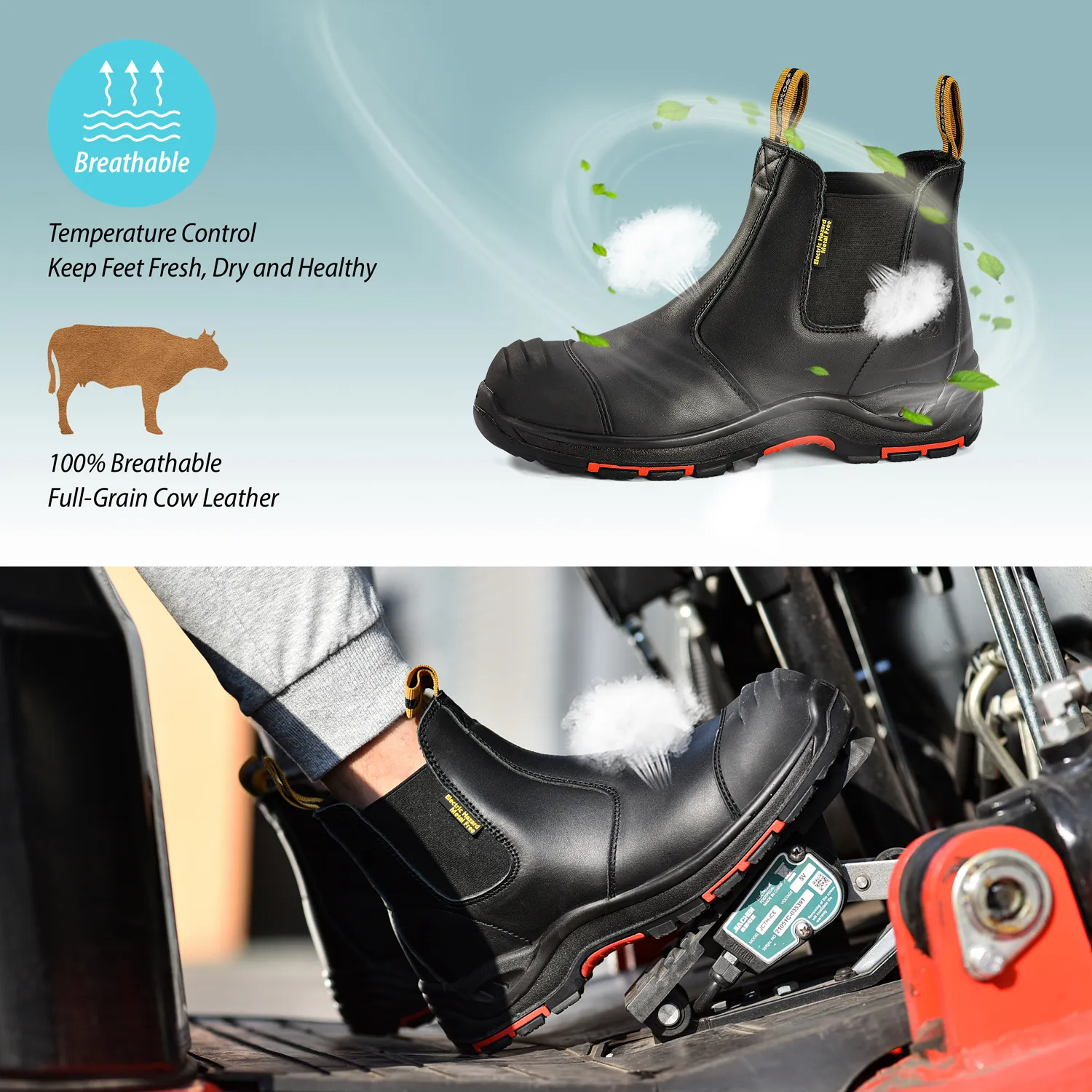 Botas de trabajo sin cordones impermeables con punta compuesta de seguridad aislada