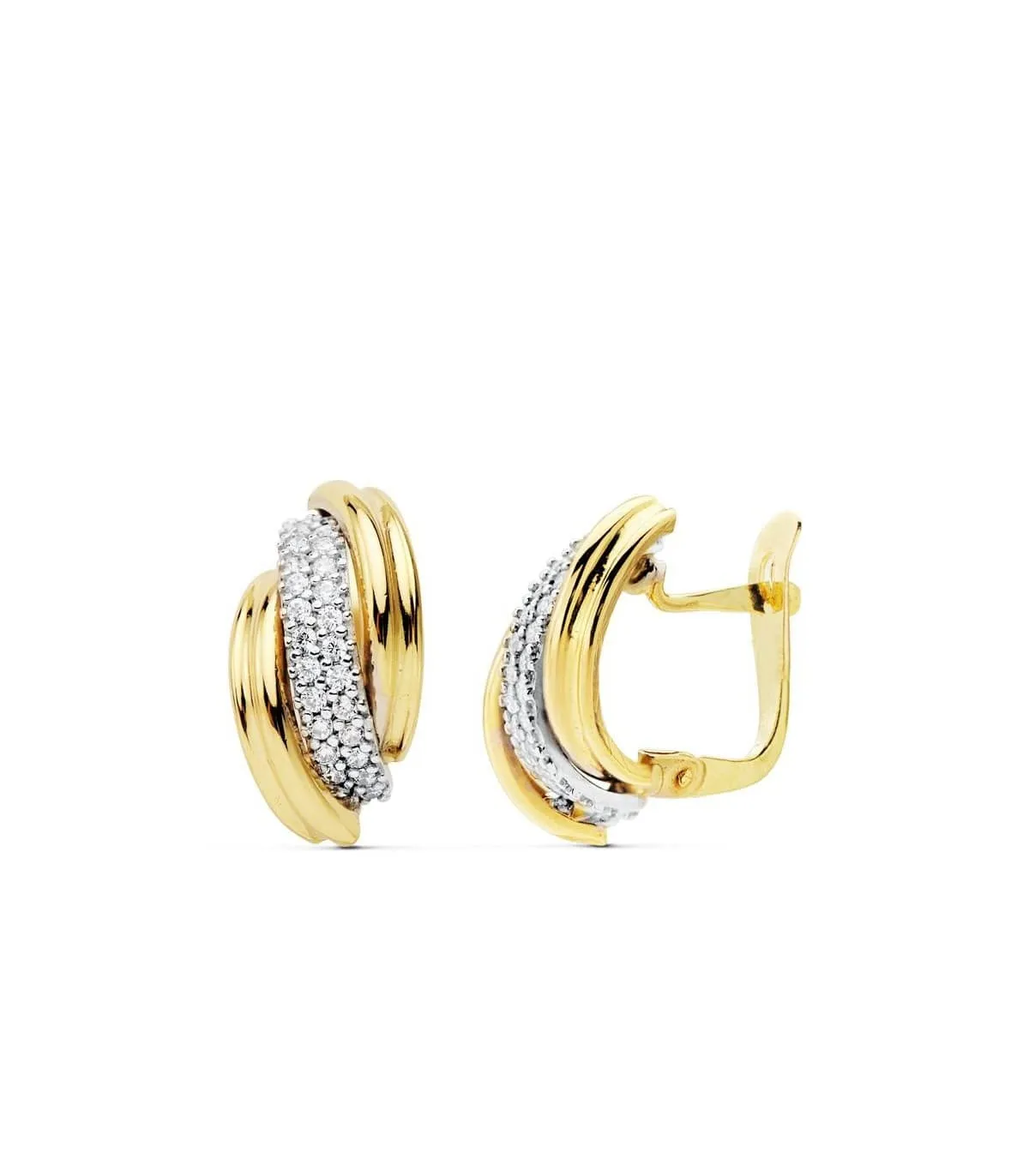 Boucles d'oreilles Femme Bandes Or Bicolore 18 Carats