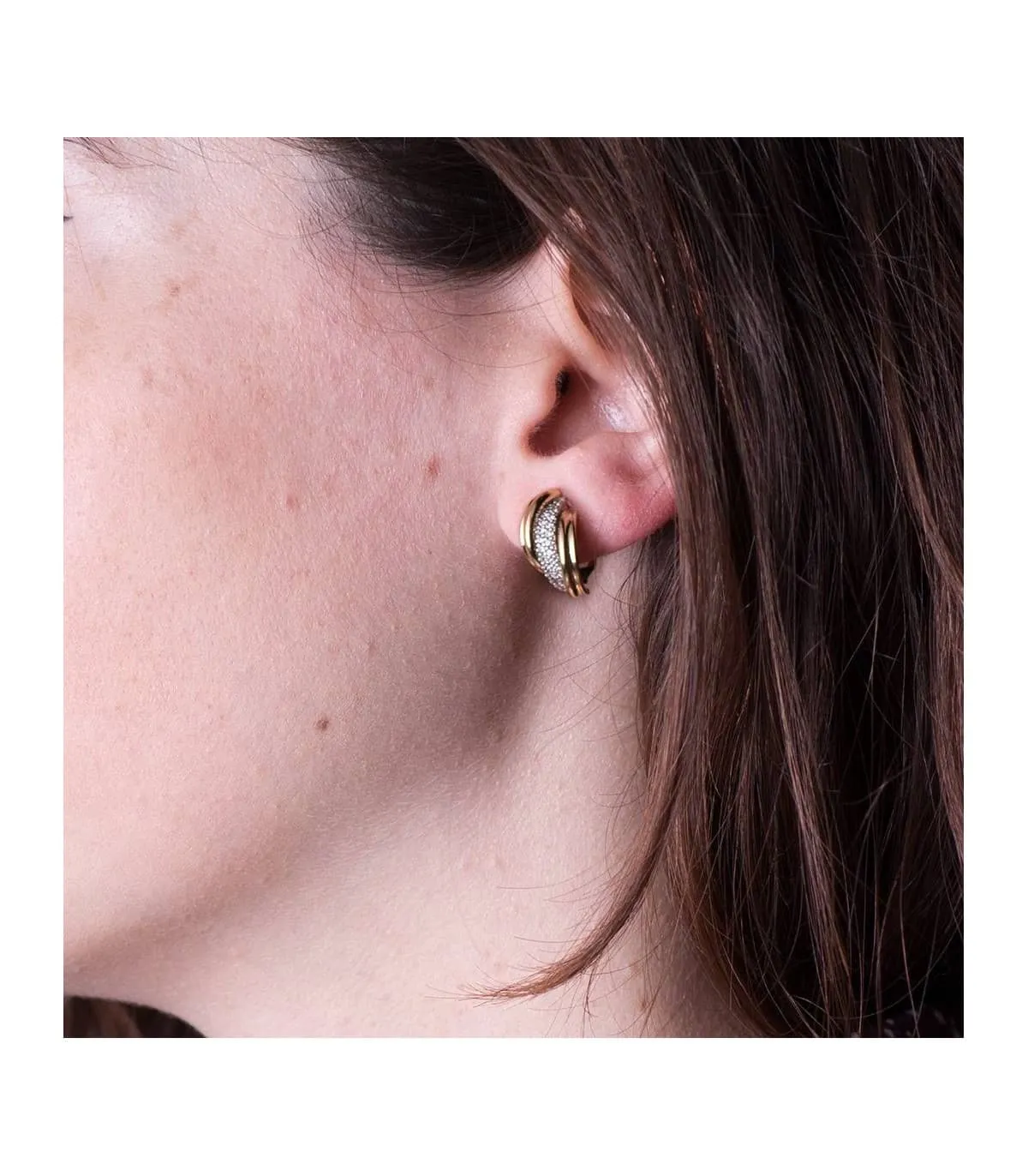 Boucles d'oreilles Femme Bandes Or Bicolore 18 Carats