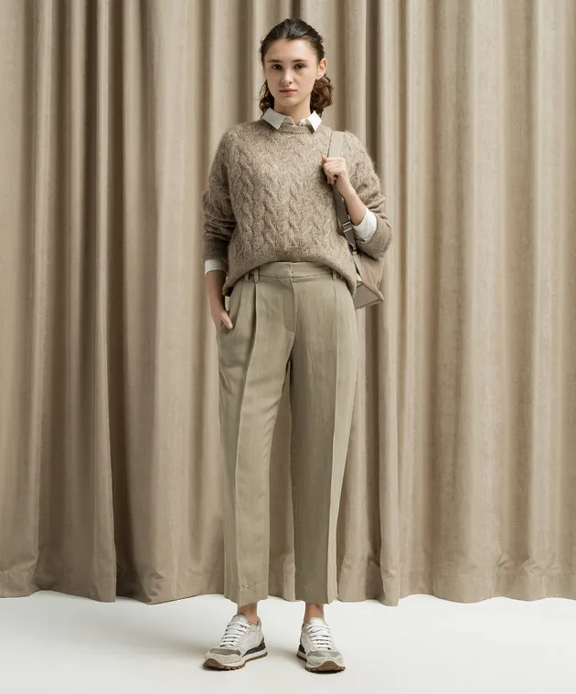 Brunello Cucinelli Brown pants with linen