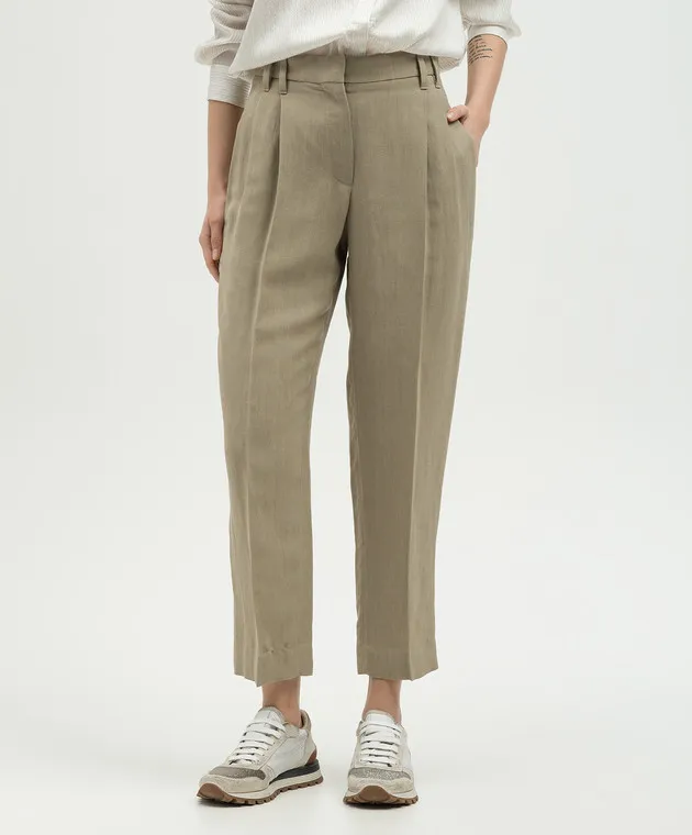 Brunello Cucinelli Brown pants with linen
