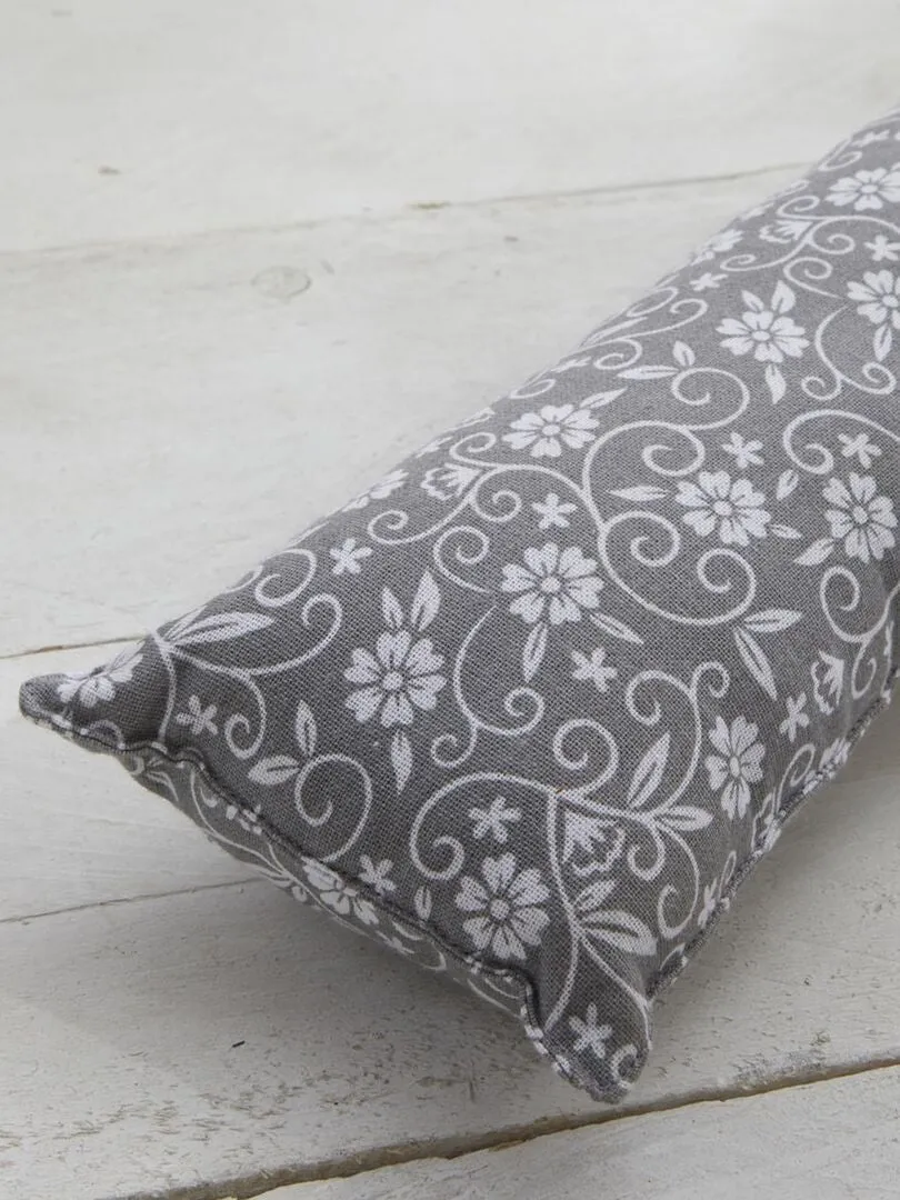 BURLETE DE PUERTA ESTAMPADO FLORAL  GRIS