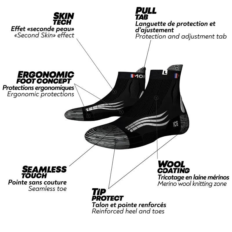 Calcetines Trail/Running Monnet Run Ice (NEGRO Y BLANCO)