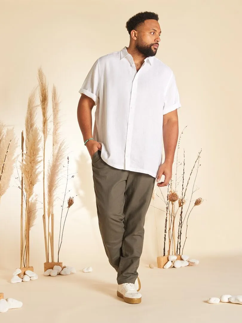 CAMISA DE LINO DE MANGA CORTA  BLANCO