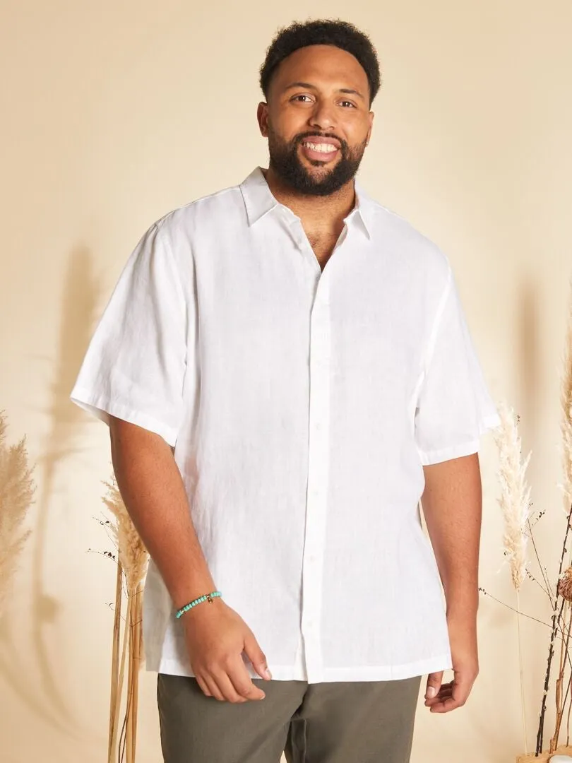 CAMISA DE LINO DE MANGA CORTA  BLANCO