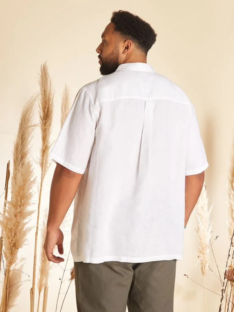CAMISA DE LINO DE MANGA CORTA  BLANCO
