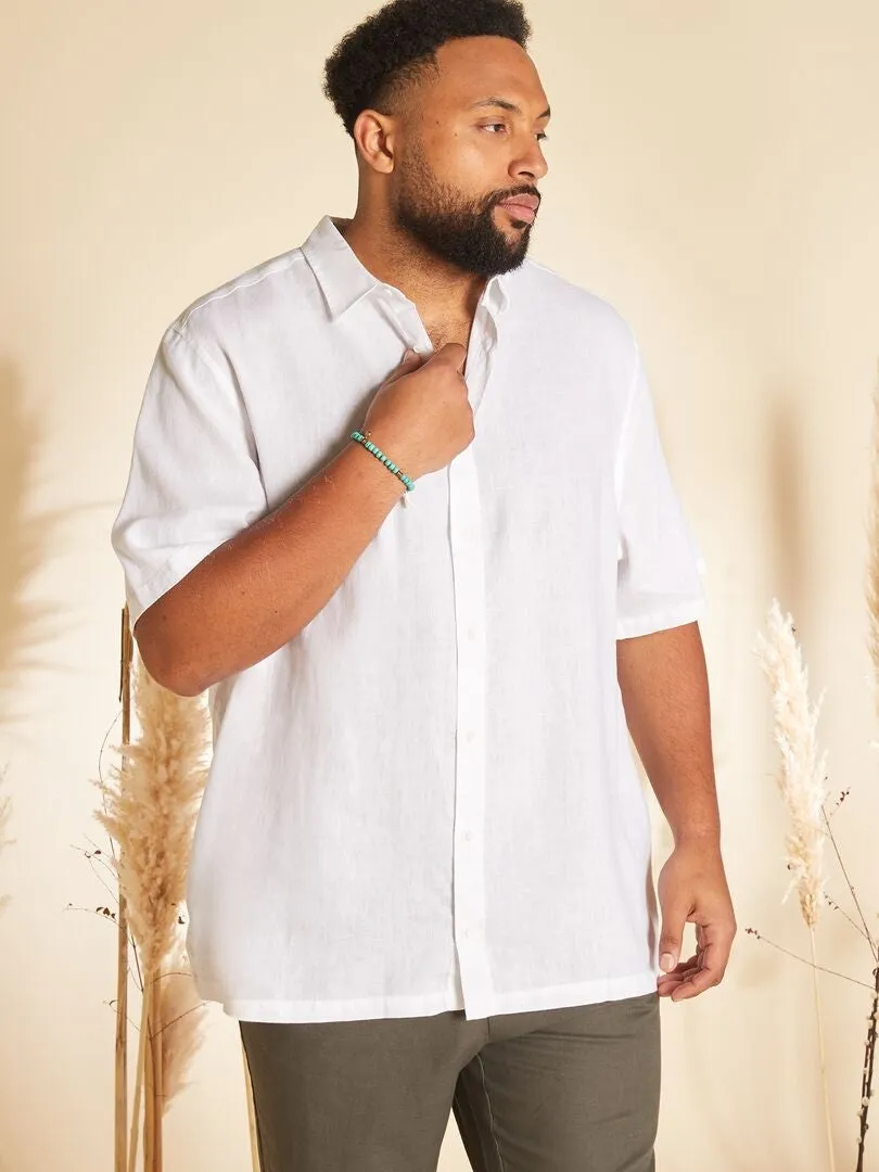 CAMISA DE LINO DE MANGA CORTA  BLANCO