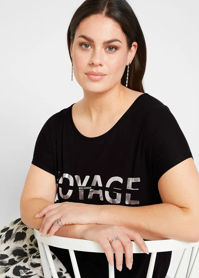 CAMISA LARGA CON ESTAMPADO METáLICO NEGROPLATA