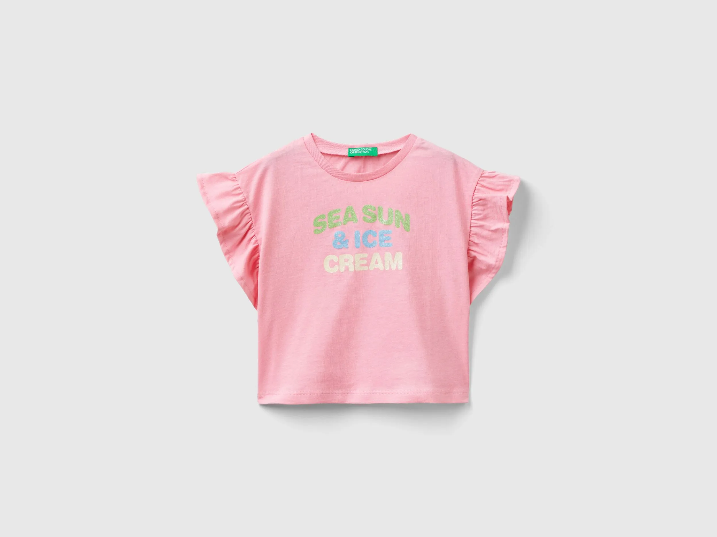 Camiseta con estampado de helados y glitter