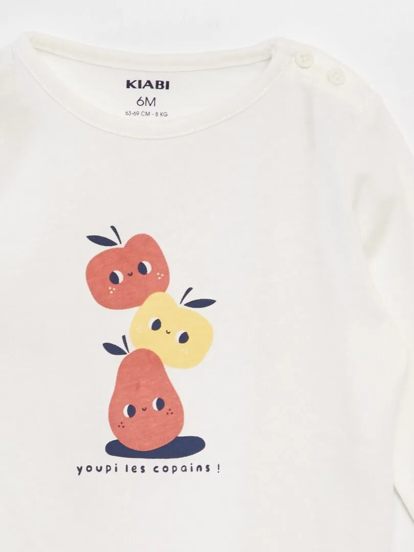 CAMISETA DE MANGA LARGA CON ESTAMPADO  BLANCO