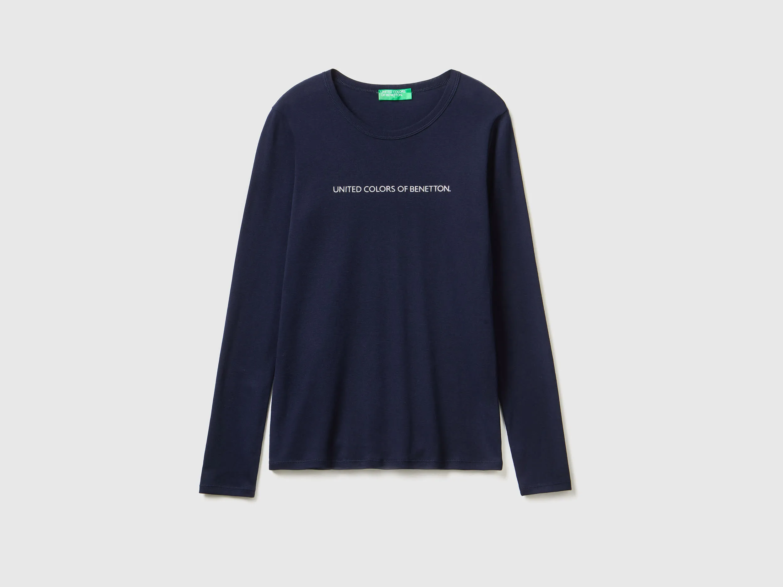 Camiseta de manga larga de 100 % algodón azul oscuro