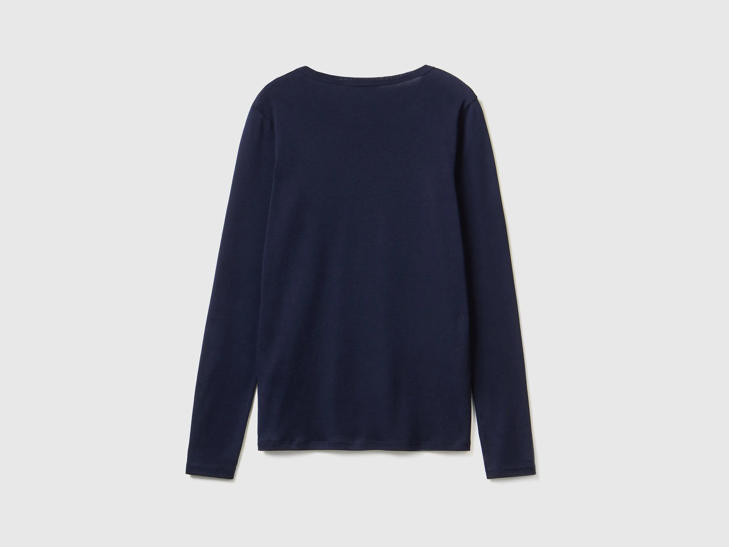 Camiseta de manga larga de 100 % algodón azul oscuro
